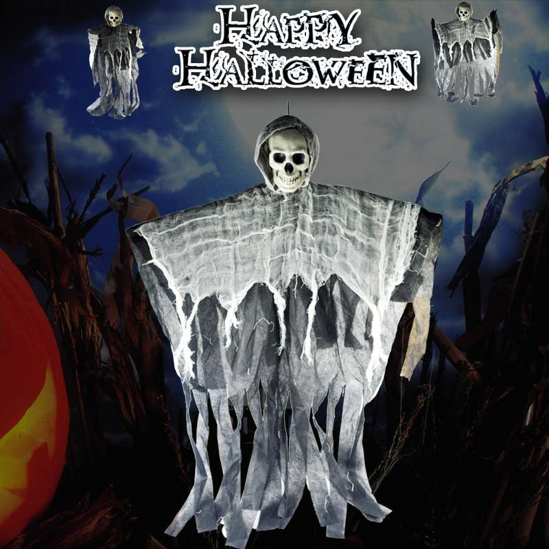 Halloween Bar Decoration - Hanging Ghost & Skull Props