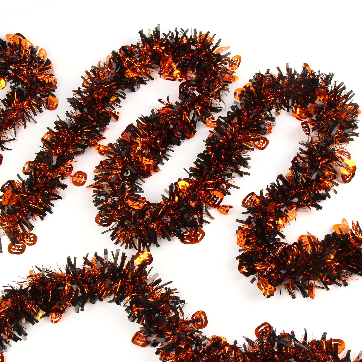 LOMIMOS 32.8 Ft Halloween Tinsel GarlandPumpkin Glittering Twist Metallic Hanging Garland Decoration for Party Supplies