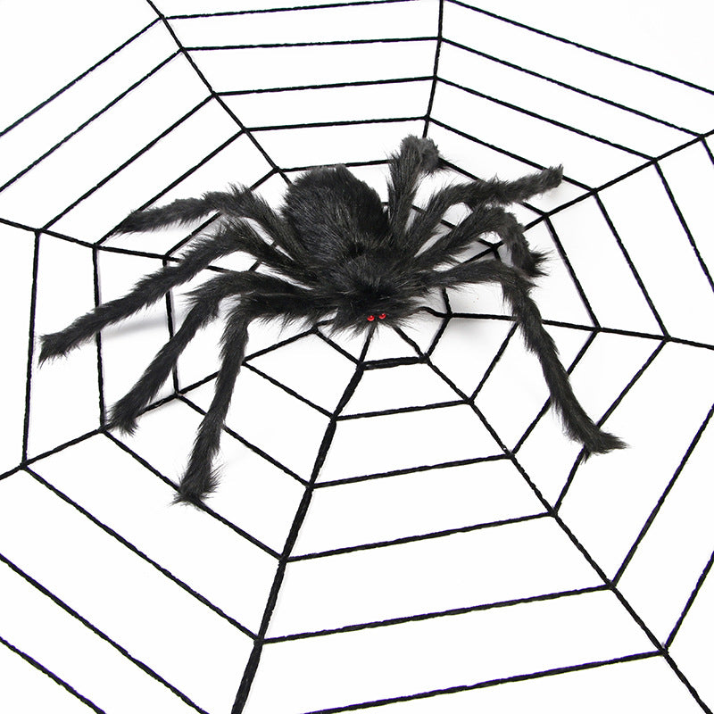 Halloween Spider Web Party Decoration with Plush Spiders