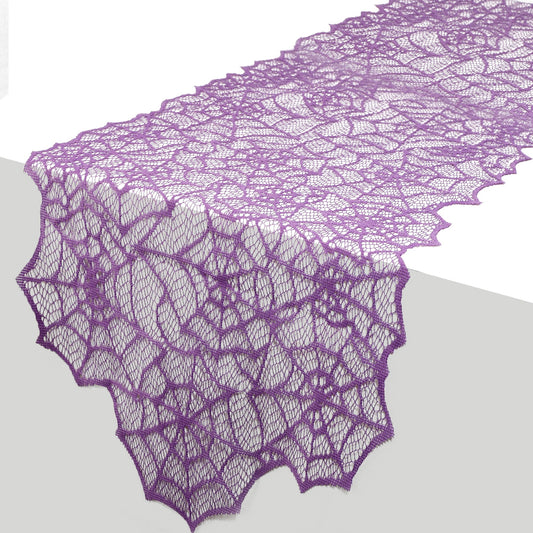 Halloween Table Runner Purple Lace Table Runner 13 X 72 Inch Spider Web Table Runner Halloween Table Decor Polyester Lace Table Runner Halloween Table Decoration for Parties Gathering